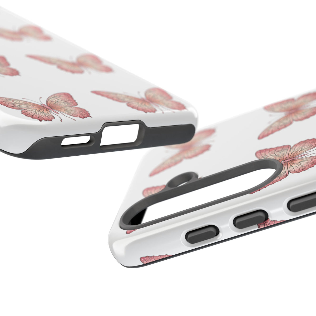 Pink Butterfly Tough Phone Case — Floral Pattern Protective Cover