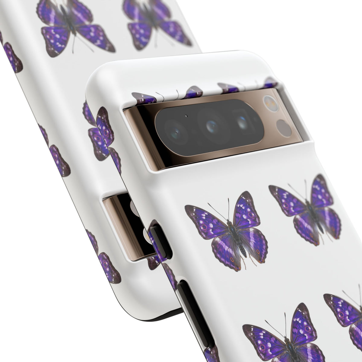 Purple Butterfly Tough Phone Case — Durable Protective iPhone Case with Repeating Butterfly Pattern