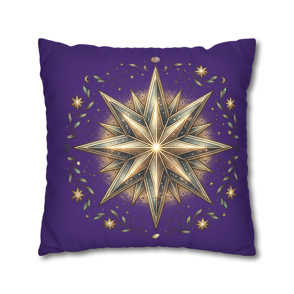 Star Print Dark Purple Spun Polyester Square Pillowcase