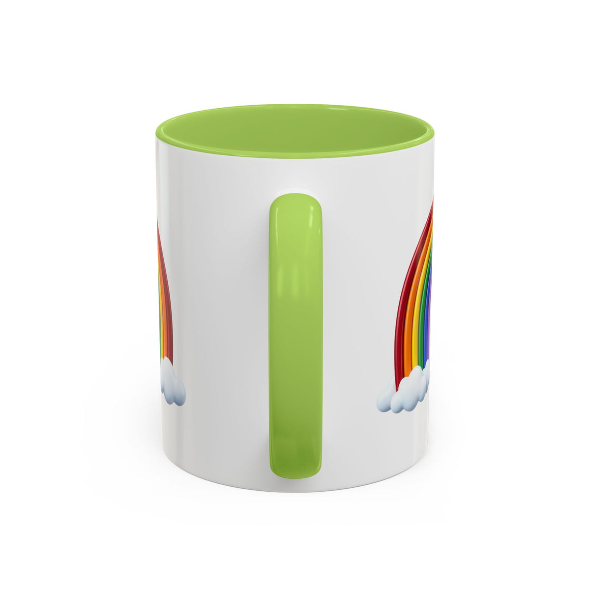 Rainbow Coffee Mug - Colorful Arc & Clouds Accent Mug (11/15oz)