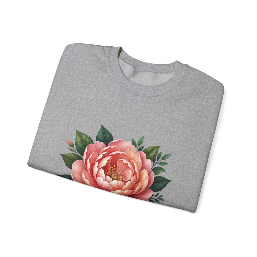Floral Peony Crewneck Sweatshirt — Vintage Pink Flower Pullover