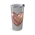 20oz Glitter Heart Stainless Steel Tumbler – Sparkle Travel Cup- Light Grey