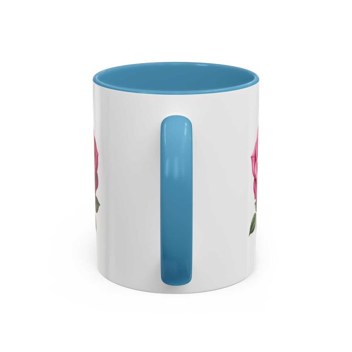 Pink Rose Accent Coffee Mug — Floral Tea & Coffee Cup (11/15 oz)