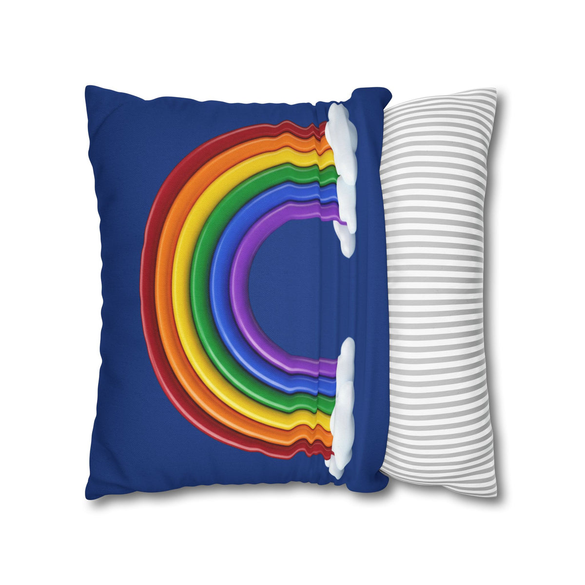 Rainbow Dark Blue Spun Polyester Square Pillowcase