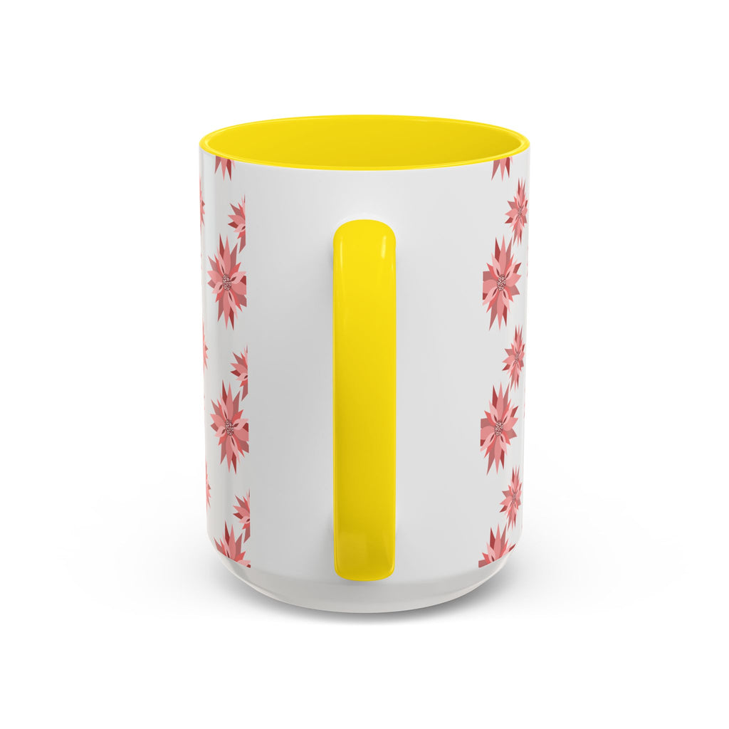 Pink Geometric Floral Accent Coffee Mug — 11/15oz