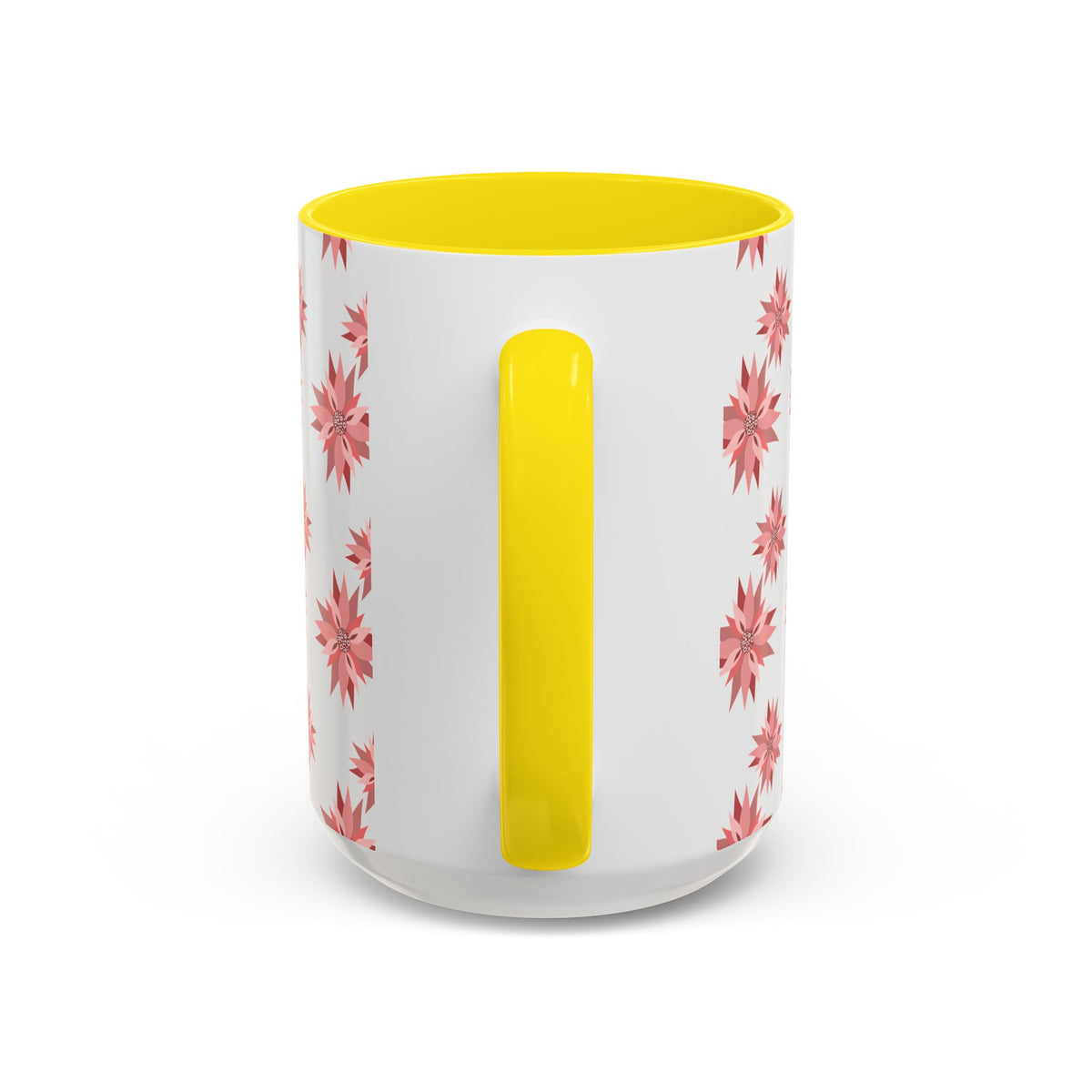 Pink Geometric Floral Accent Coffee Mug — 11/15oz