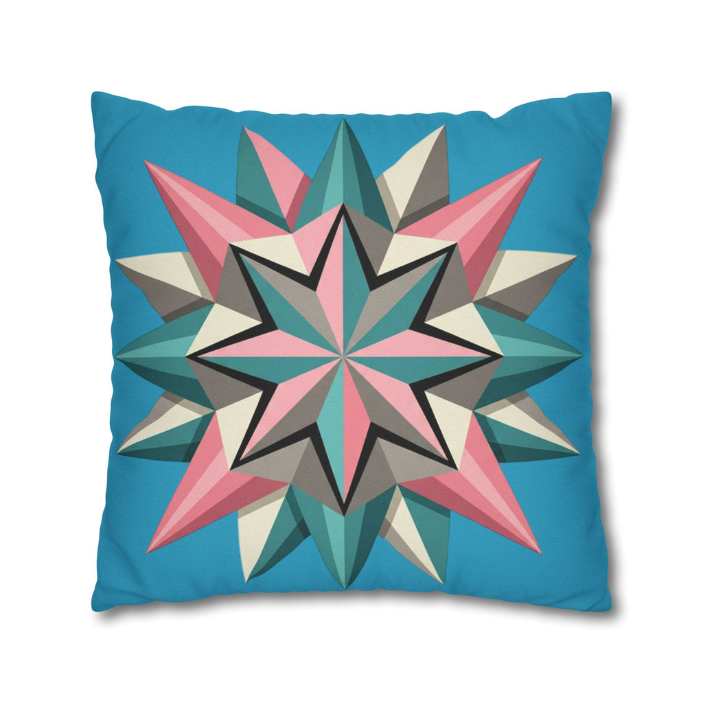 Geometric Starburst Decorative Pillowcase — Turquoise Pink Accent Cushion Cover