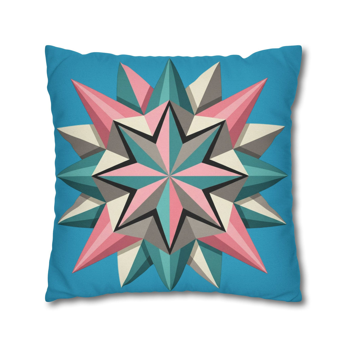 Geometric Starburst Decorative Pillowcase — Turquoise Pink Accent Cushion Cover