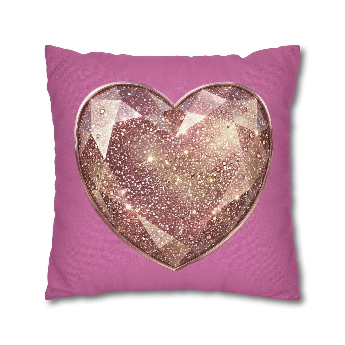 Glitter Rose Gold Heart Pillowcase — Pink Decorative Throw Pillow- Light Pink
