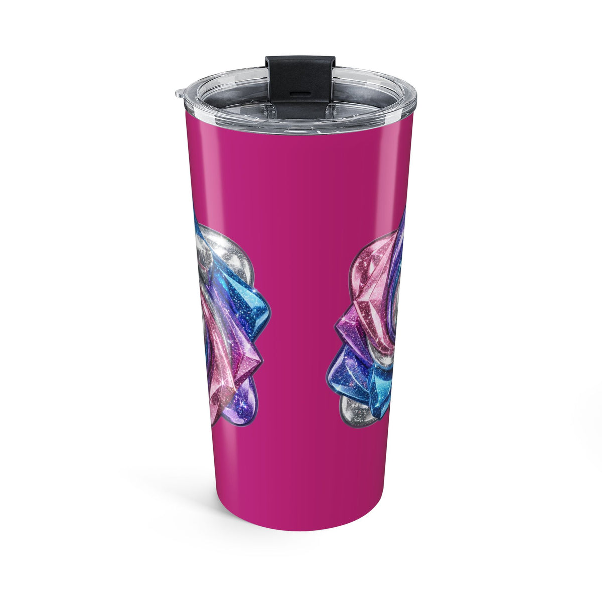 20oz Pink Tumbler Magenta with Iridescent Rose Design - Floral Travel Cup