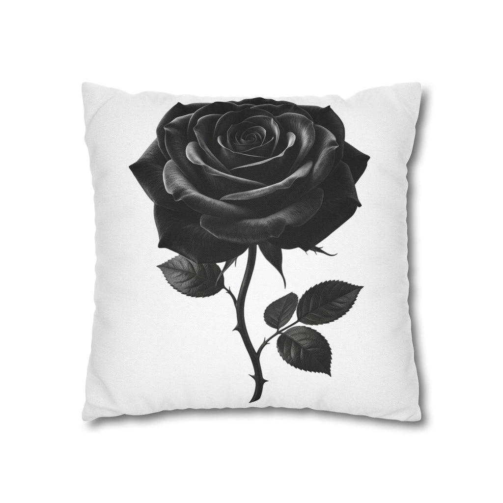 Black Rose Spun Polyester Square Pillowcase