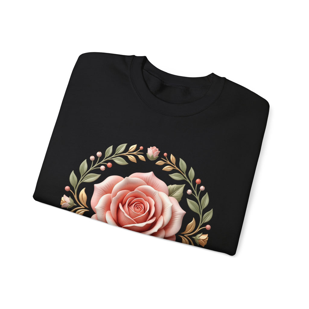 Rose Wreath Crewneck Sweatshirt — Vintage Floral Rose Pullover