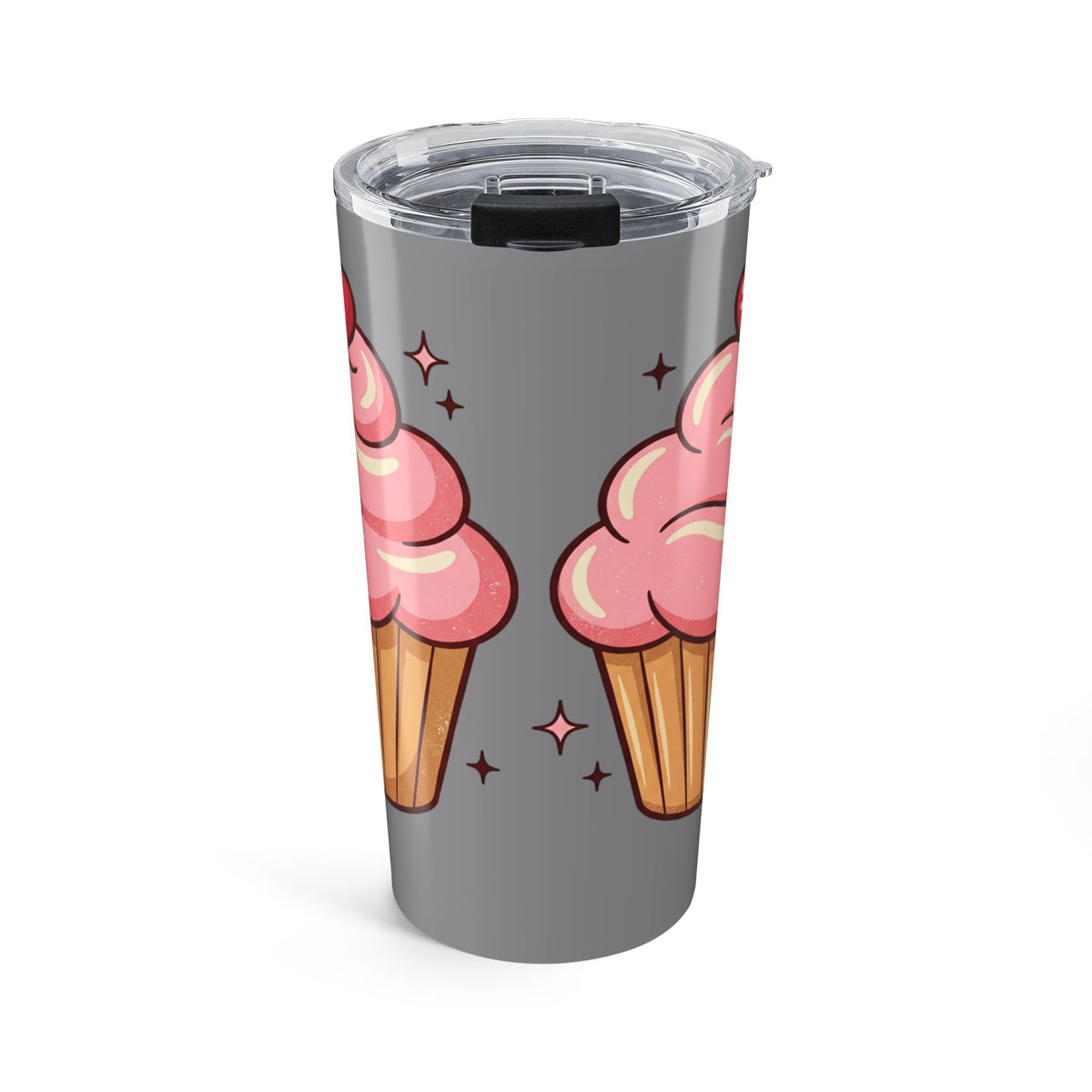 Pink Cupcake Tumbler 20oz- Grey