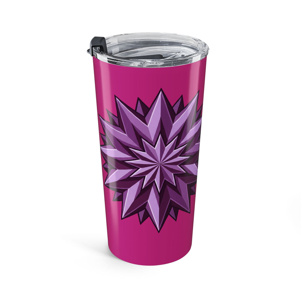 20oz Pink Geometric Star Tumbler — Insulated Travel Cup- Magenta