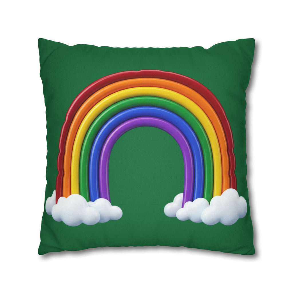 Rainbow Dark Green Spun Polyester Square Pillowcase