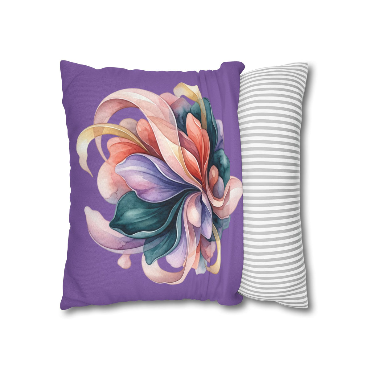 Floral Swirl Decorative Pillowcase — Purple Abstract Bloom Accent