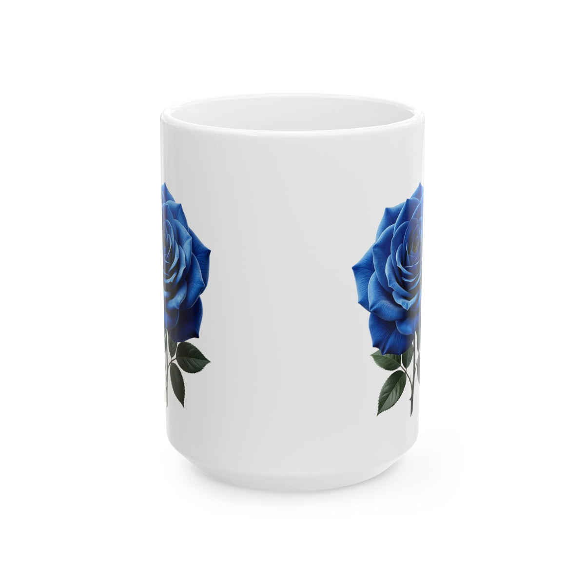 Blue Rose Ceramic Mug — Elegant Floral Coffee Tea Cup (11oz or 15oz)