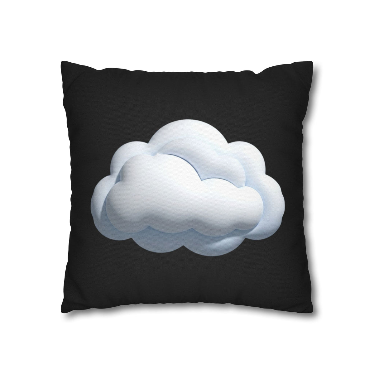Cloud Graphic Black Pillowcase — Soft White Cloud on Black Decorative Pillow Cover