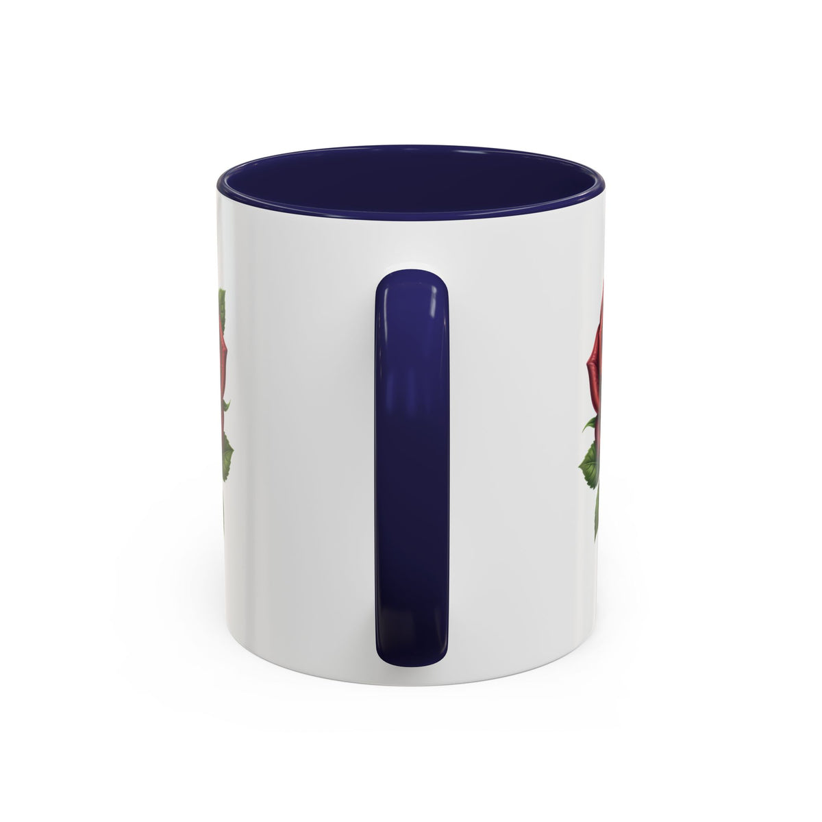 Red Rose Accent Coffee Mug — Floral Ceramic Coffee Cup (11/15oz)