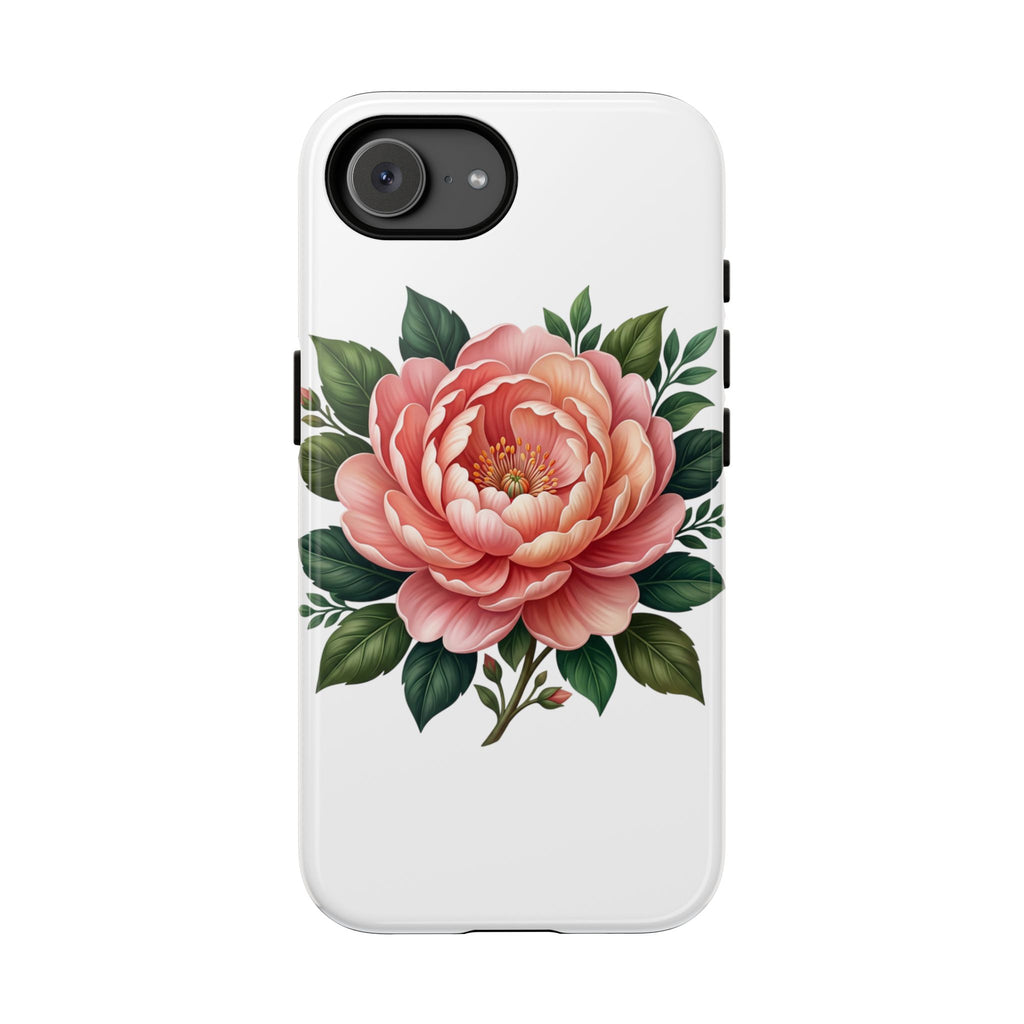 Floral Peony Tough Phone Case — Protective Botanical iPhone Cover