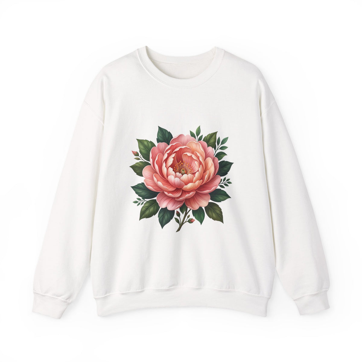 Floral Peony Crewneck Sweatshirt — Vintage Pink Flower Pullover