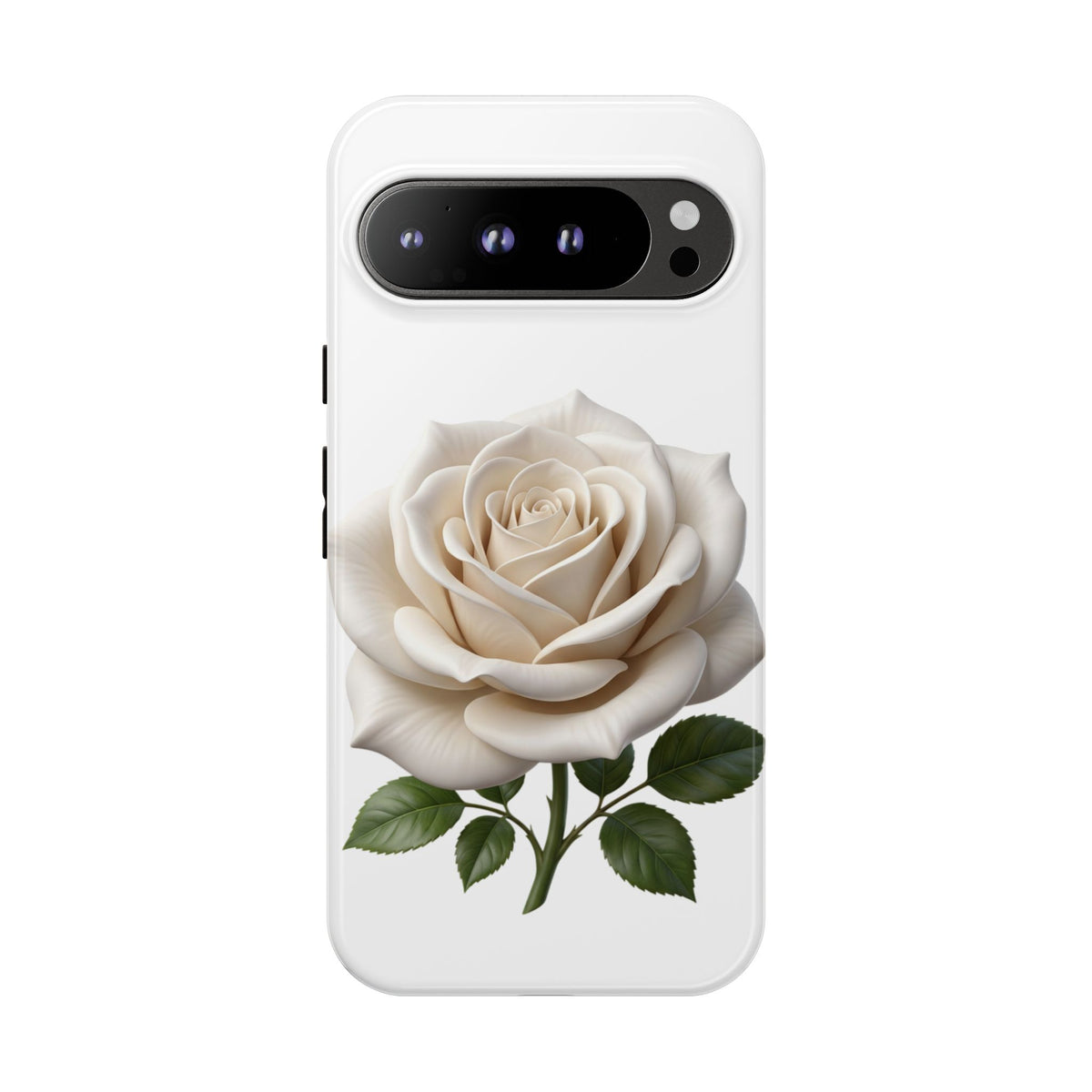 White Rose Tough Phone Case – Elegant Floral Protective Cover