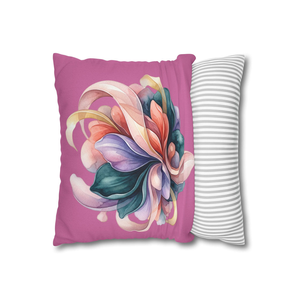 Floral Swirl Decorative Pillow — Pink Abstract Botanical Accent