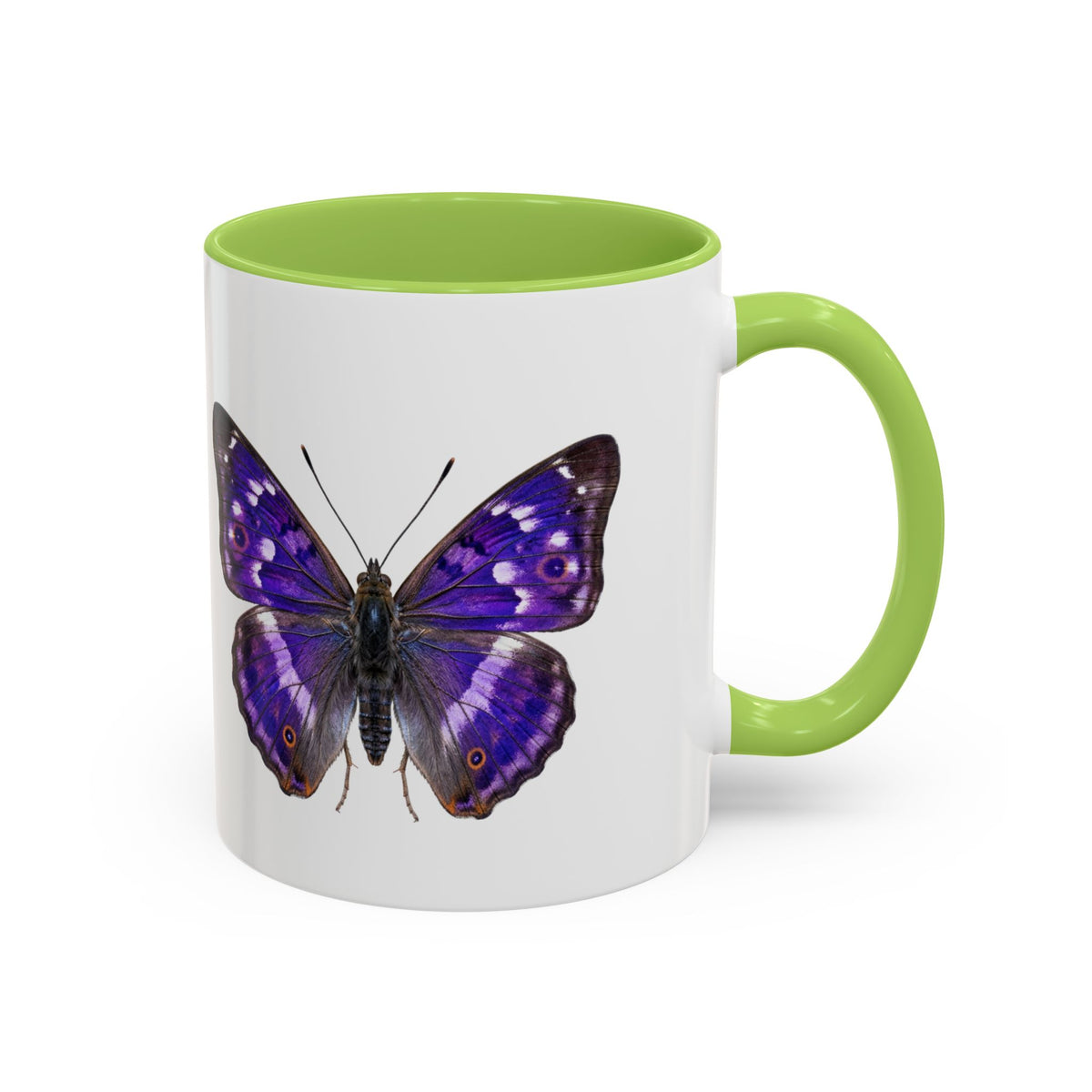 Purple Butterfly Accent Coffee Mug – Elegant Floral Butterfly Ceramic Cup