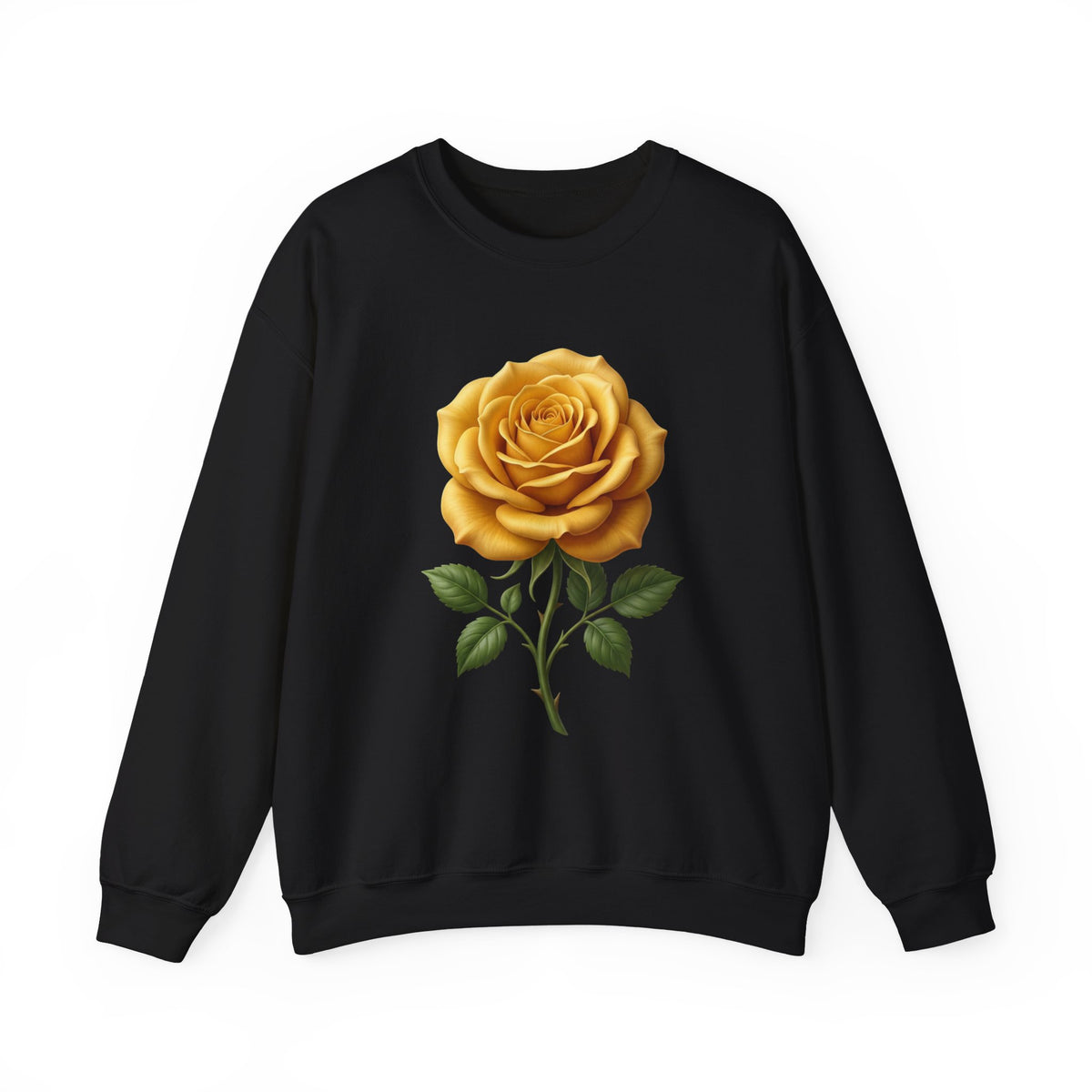 Yellow Rose Crewneck Sweatshirt — Vintage Floral Graphic