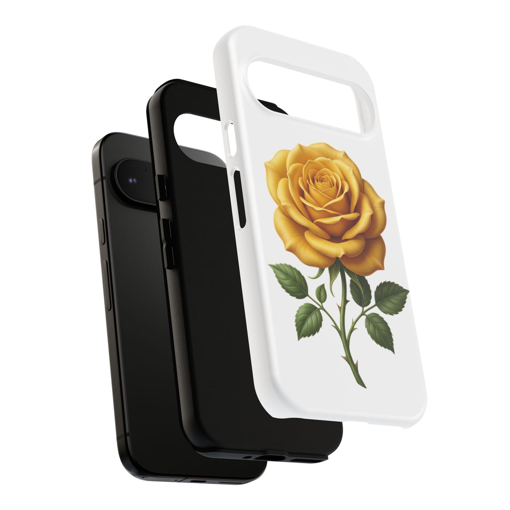 Yellow Rose Phone Case — Vintage Floral Tough Protective Cover