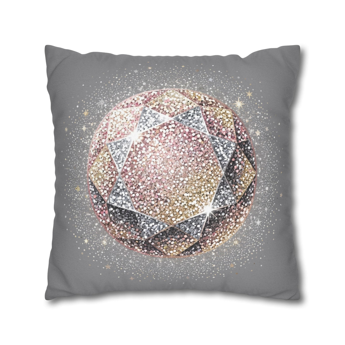 Glittery Grey Spun Polyester Square Pillowcase