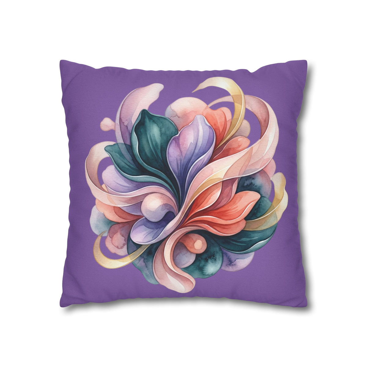 Floral Swirl Decorative Pillowcase — Purple Abstract Bloom Accent