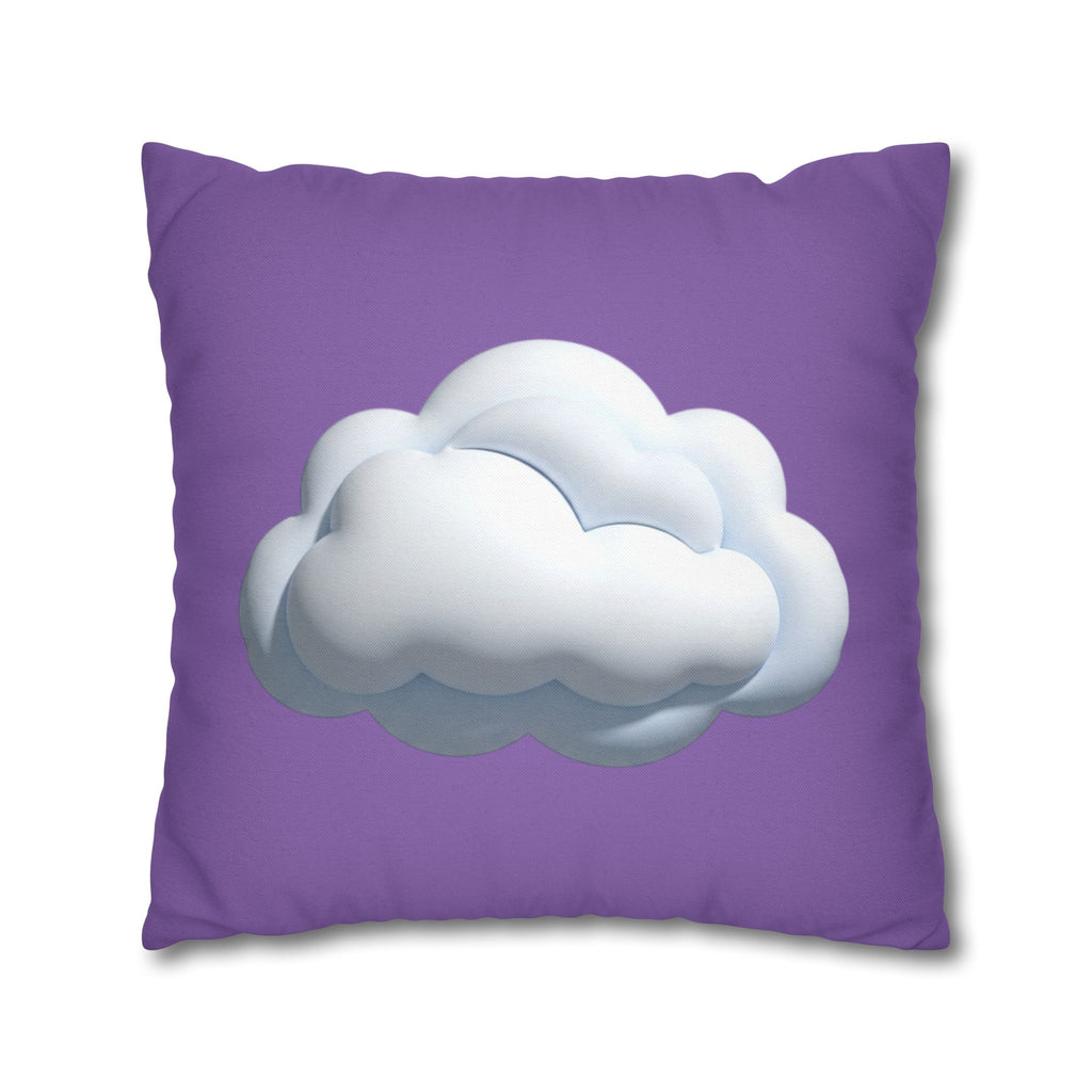 Cloud Graphic Pillowcase — Light Purple Decorative Square Throw Pillow