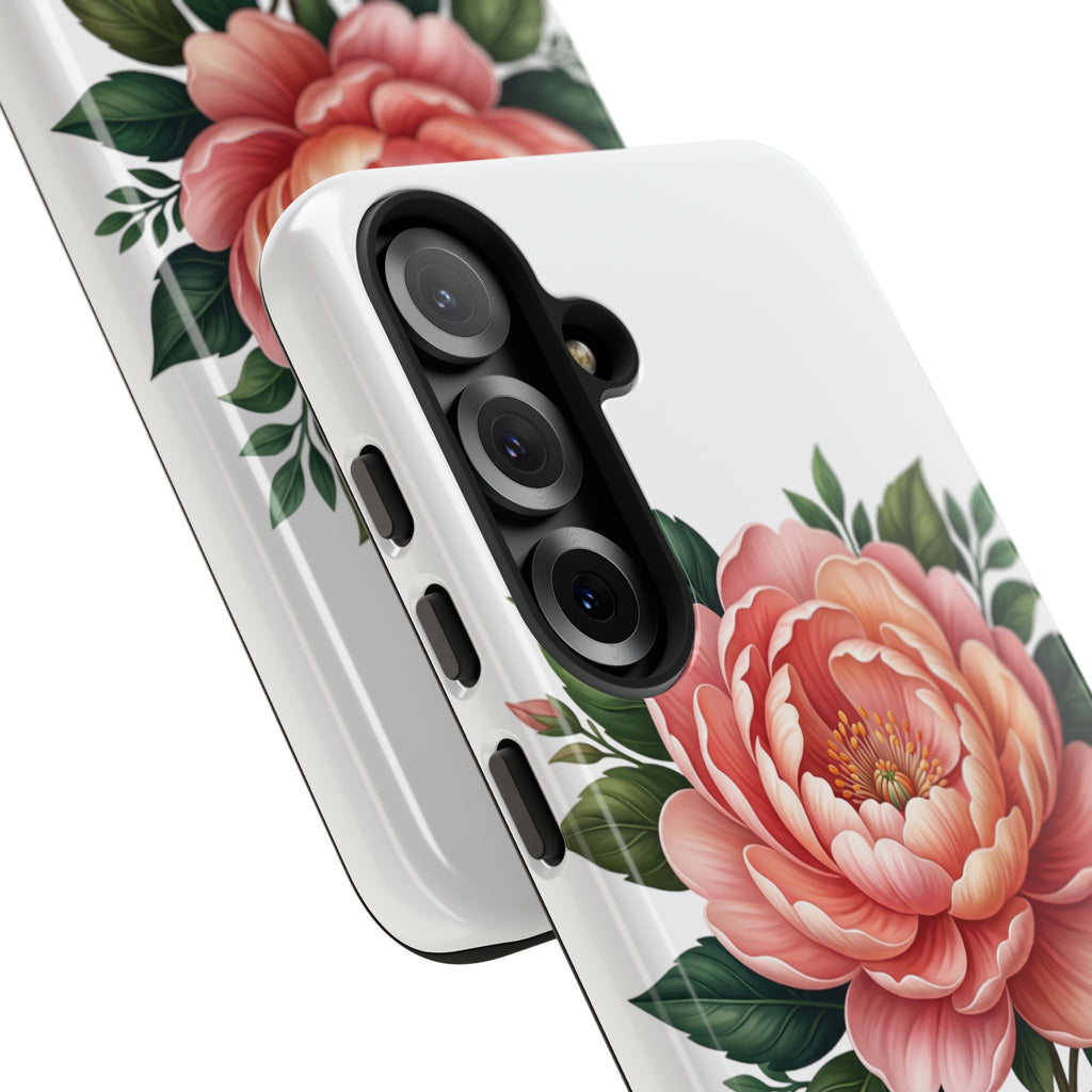 Floral Peony Tough Phone Case — Protective Botanical iPhone Cover
