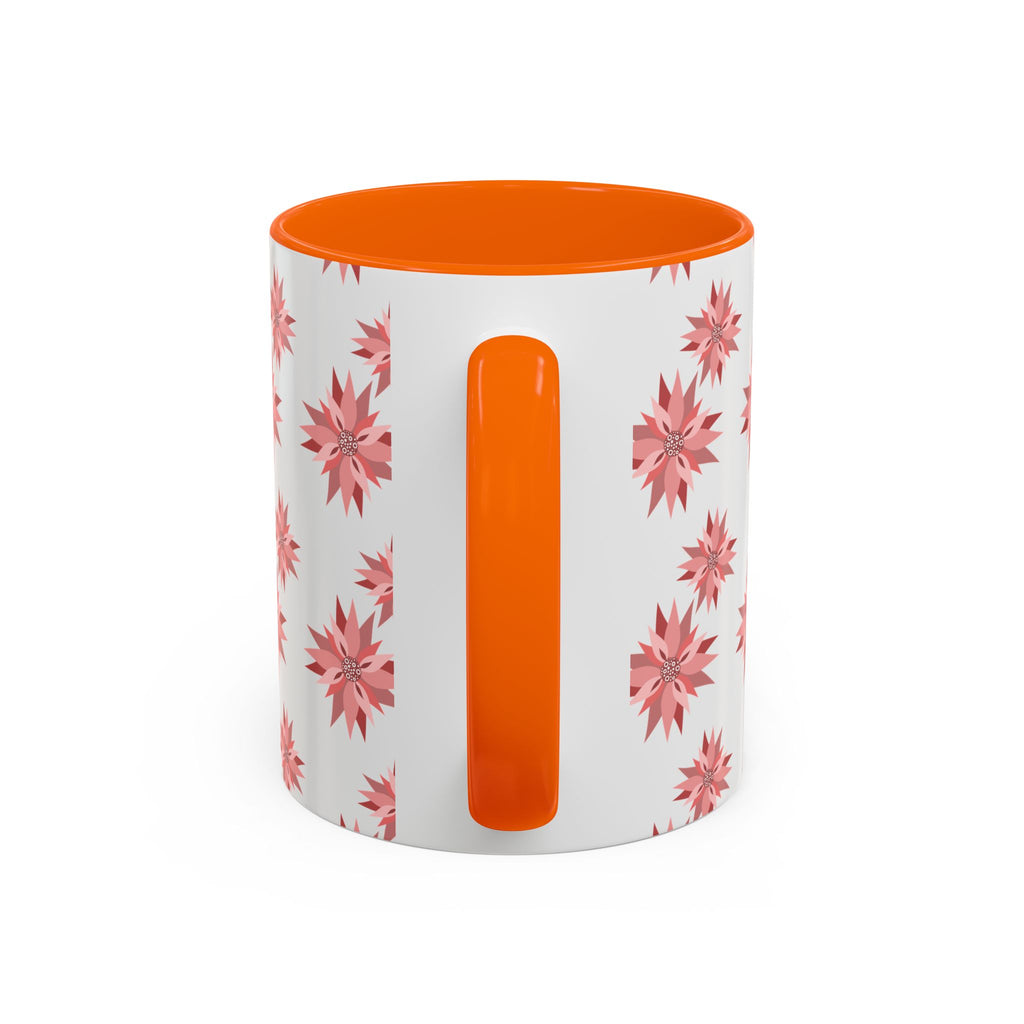 Pink Geometric Floral Accent Coffee Mug — 11/15oz