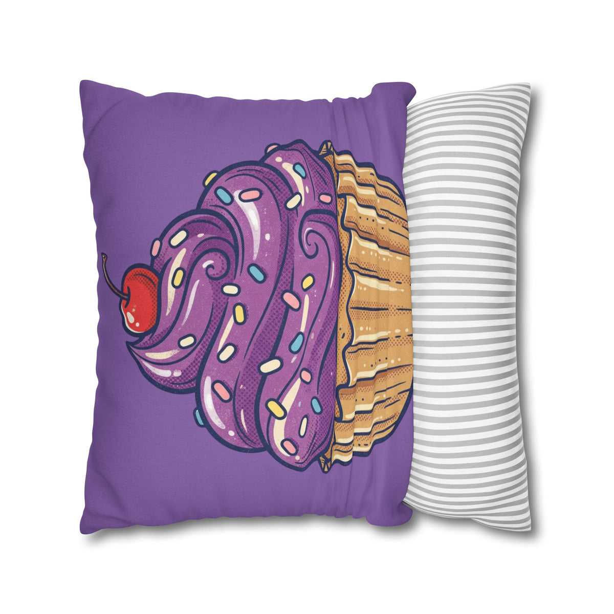 Cupcake Art Pillowcase — Purple Cupcake Decorative Throw Pillow Cover- Light Purple