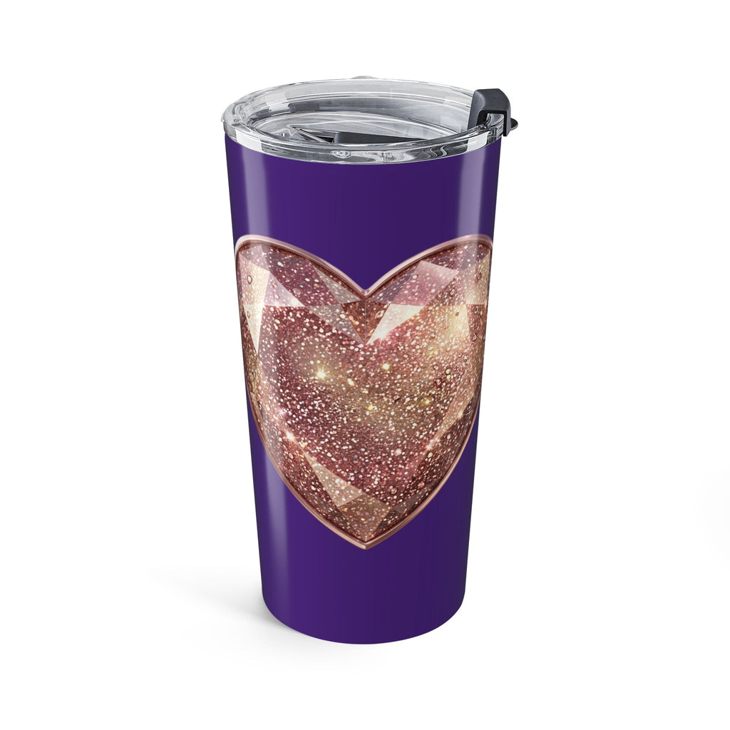 20oz Glitter Heart Tumbler – Dark Purple Sparkle Travel Cup