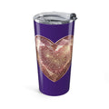 20oz Glitter Heart Tumbler – Dark Purple Sparkle Travel Cup