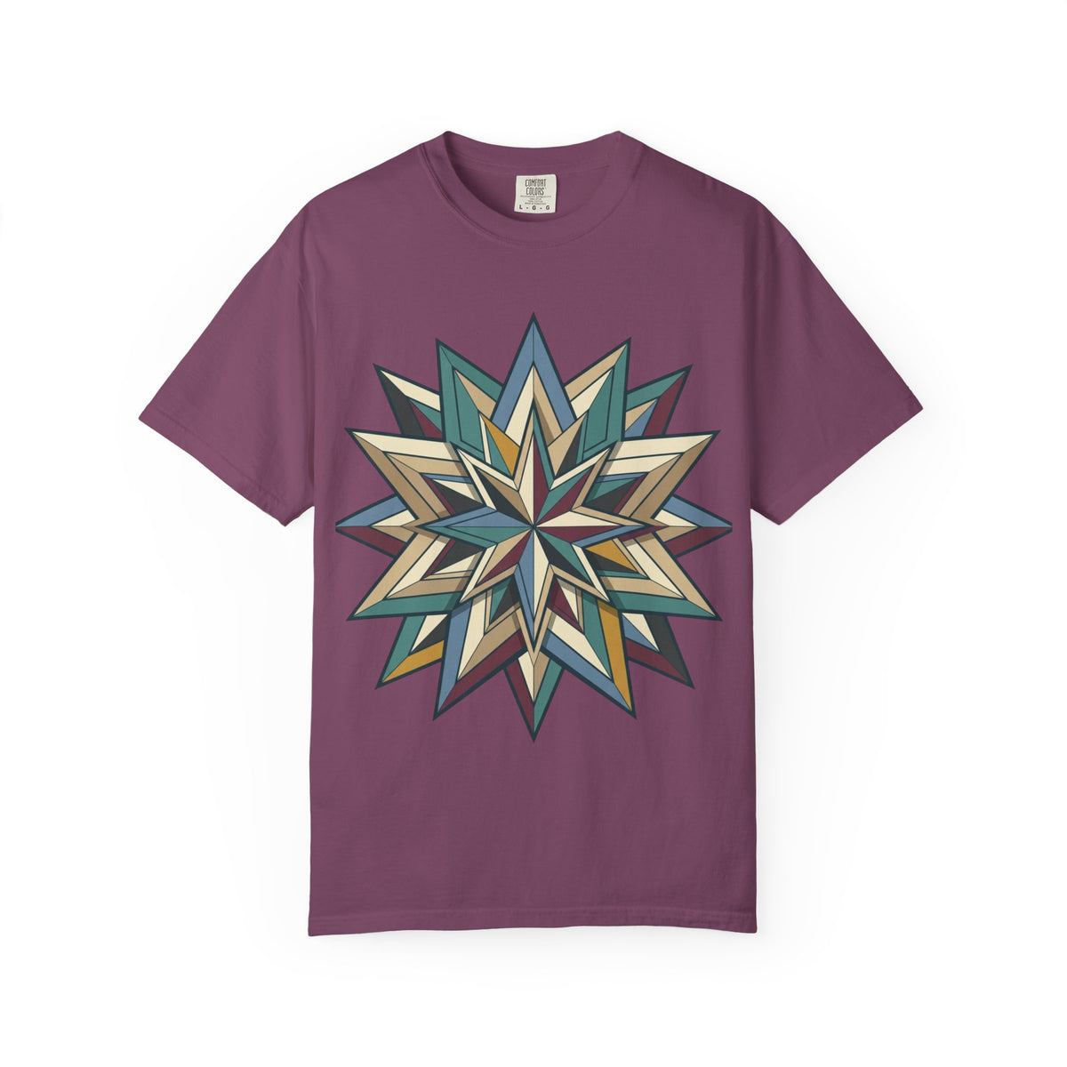 Geometric Starburst T-Shirt — Vintage Compass Rose Graphic Tee