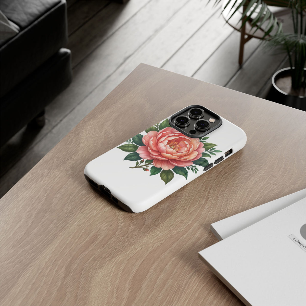Floral Peony Tough Phone Case — Protective Botanical iPhone Cover