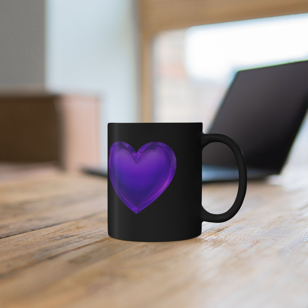 Black Mug - Purple Heart Ceramic Coffee Cup (11oz & 15oz)