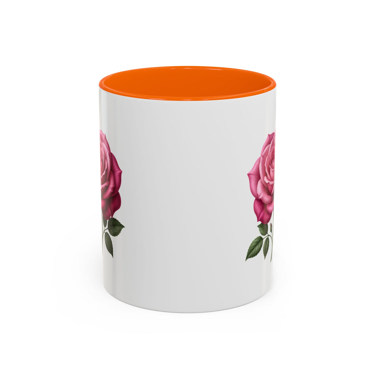 Pink Rose Accent Coffee Mug — Floral Tea & Coffee Cup (11/15 oz)