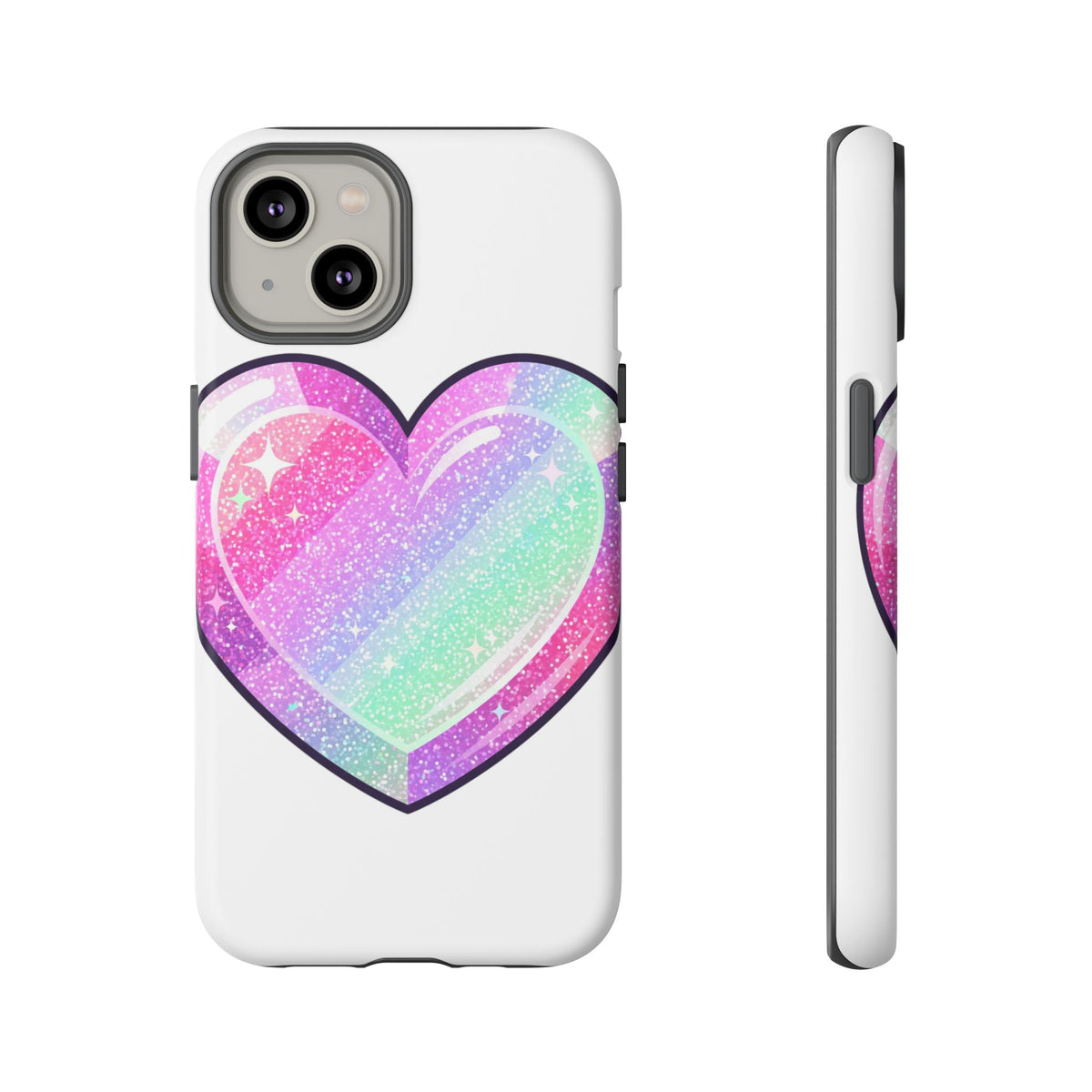 Pastel Glitter Heart Tough Phone Case — Cute Protective Phone Cover