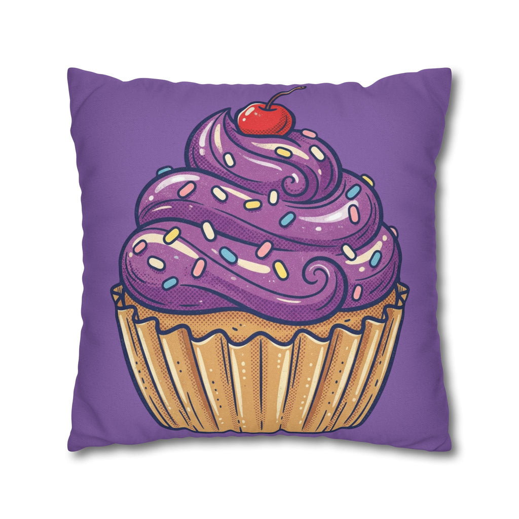 Cupcake Art Pillowcase — Purple Cupcake Decorative Throw Pillow Cover- Light Purple