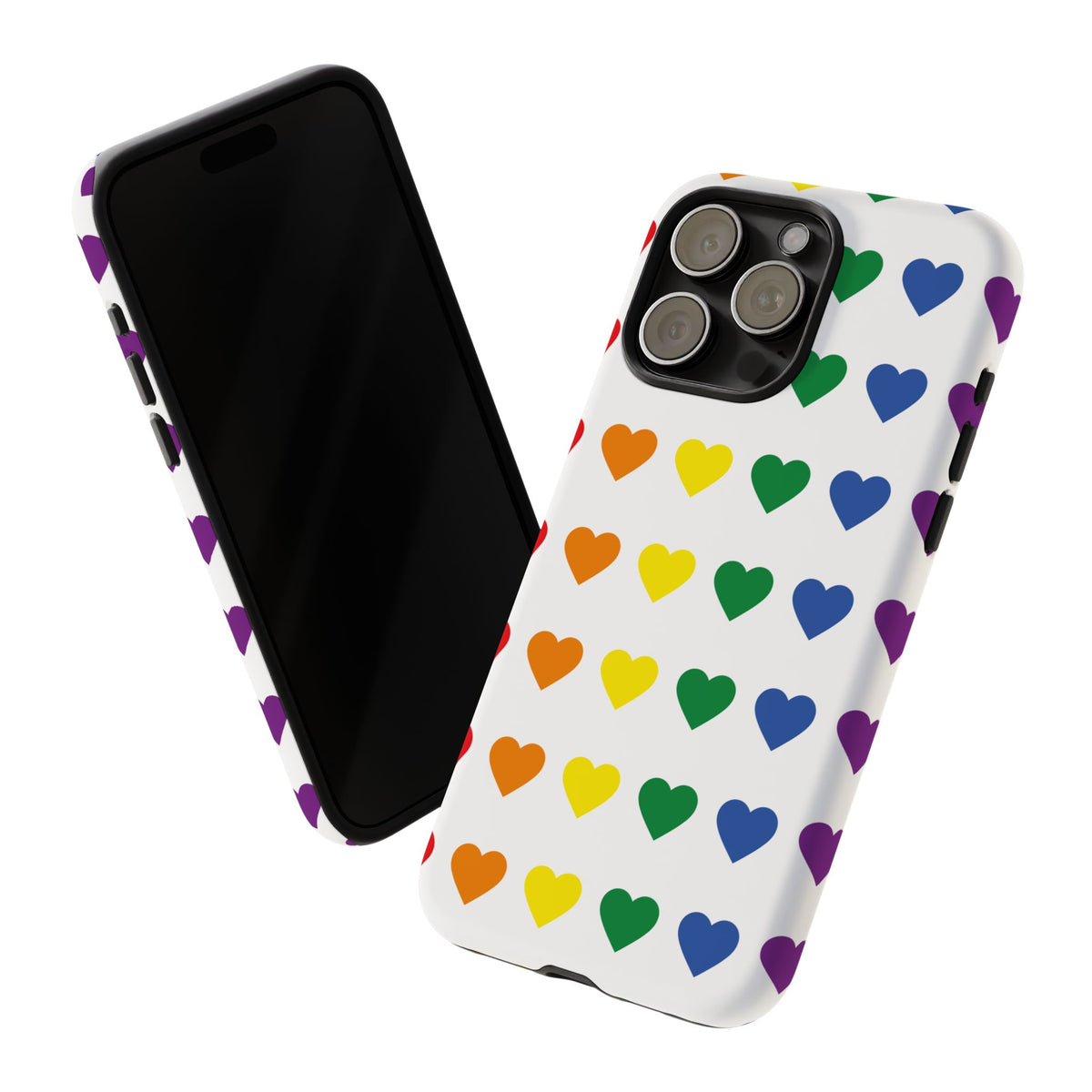Rainbow Heart Tough Phone Case — Pride Pattern Protective Cover