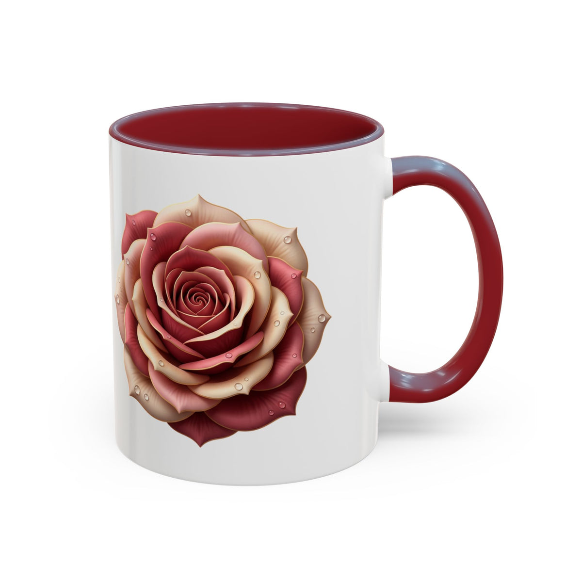 Rose Waterdrop Accent Coffee Mug — Floral 11/15oz
