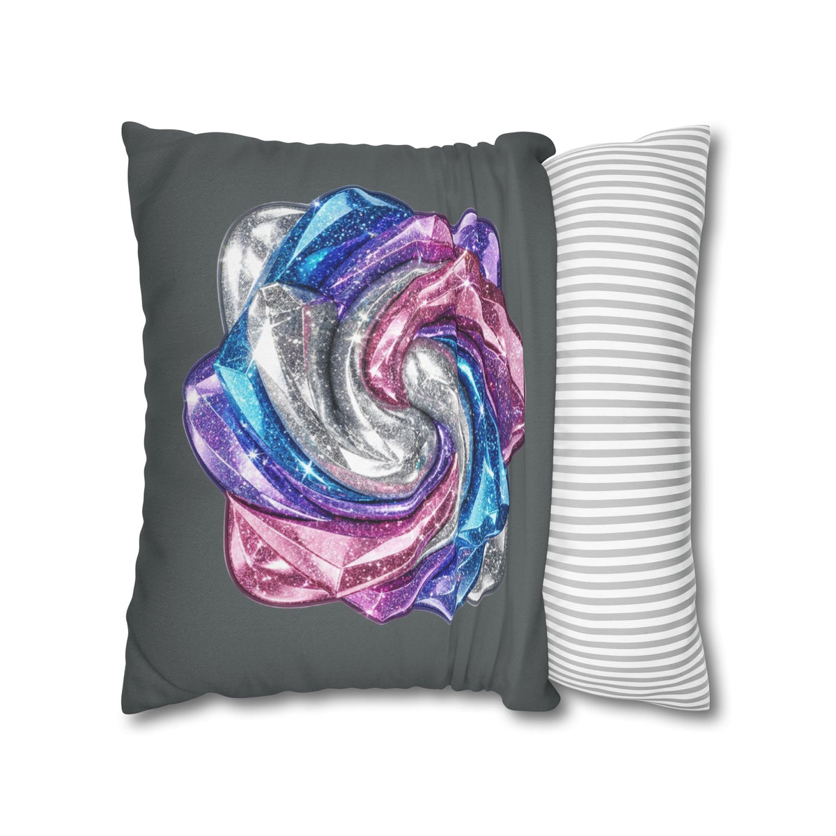 3D Glitter Design Dark Grey Spun Polyester Square Pillowcase