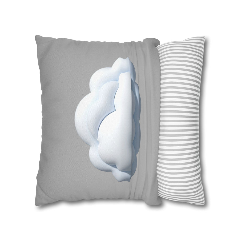 Cloud Throw Pillow Cover — Soft Light Gray Decorative Square Pillowcase