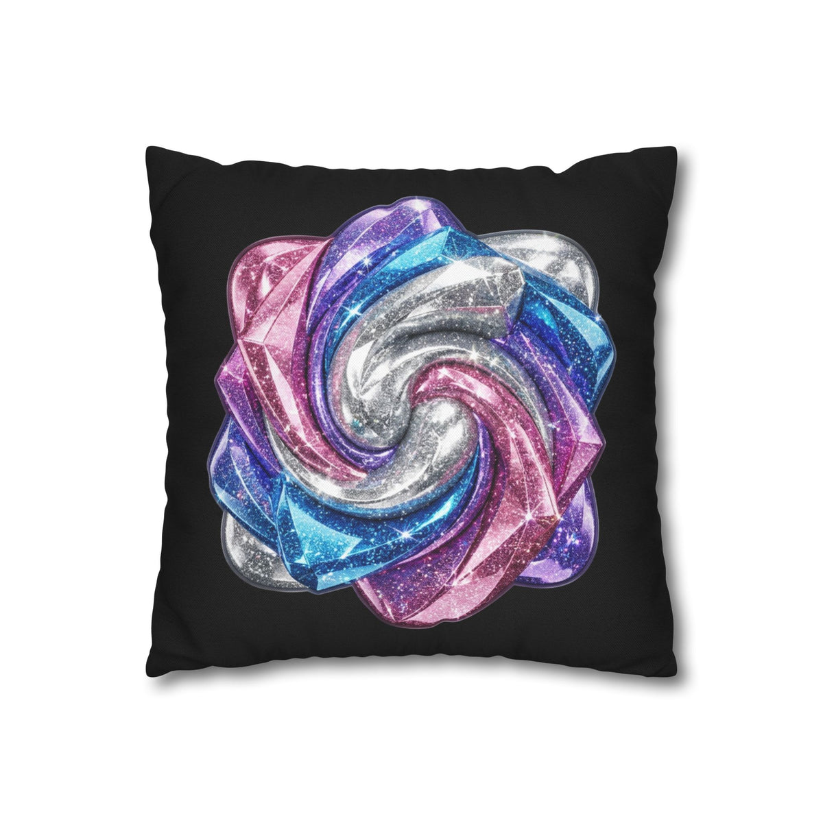 3D Glitter Design Black Spun Polyester Square Pillowcase