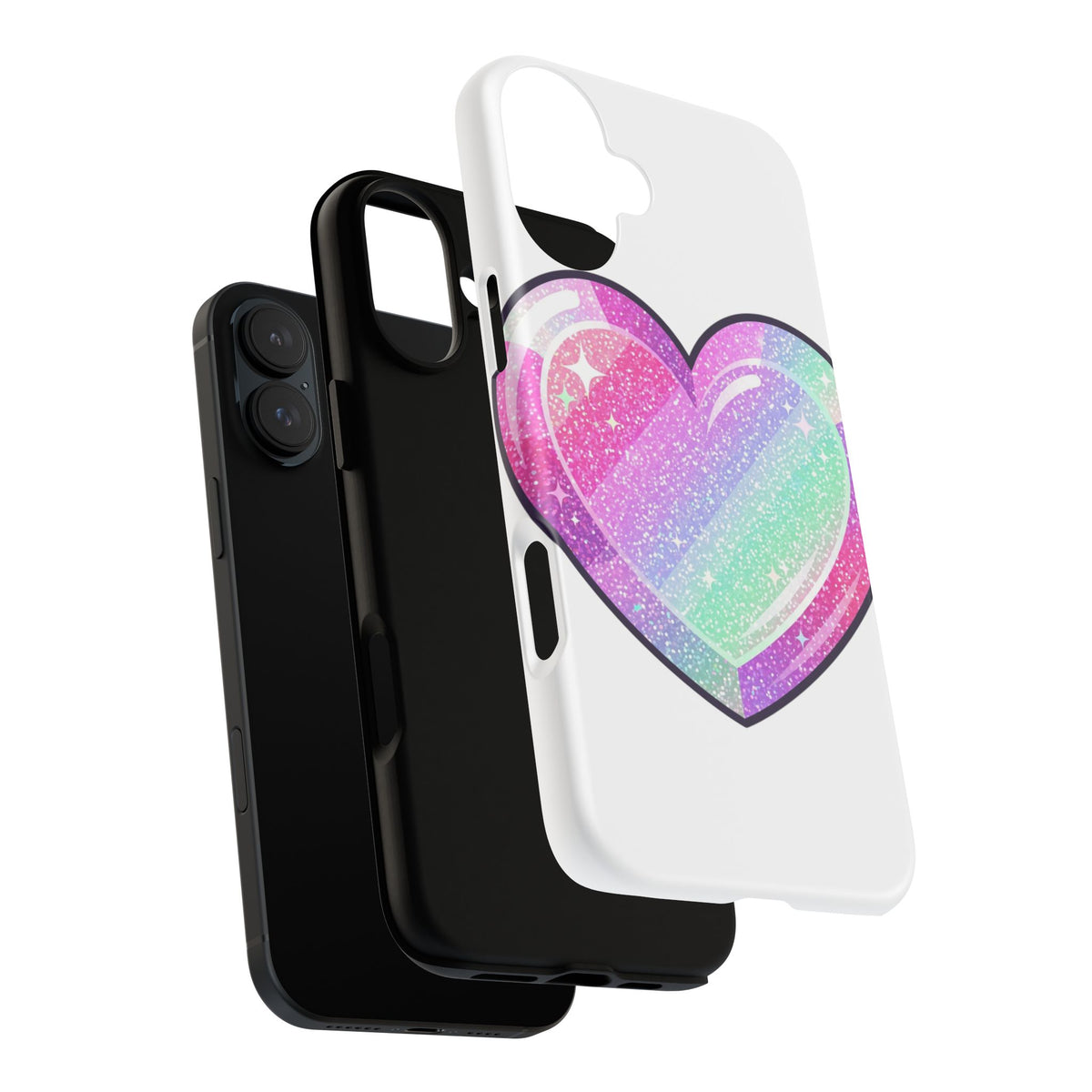 Pastel Glitter Heart Tough Phone Case — Cute Protective Phone Cover